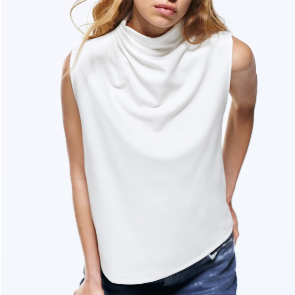 Zara High collar shirt ecru